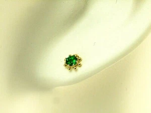 333 Gold Ohrstecker 1 PAAR 8 Karat Gelbgold Sonne mit  Zirkonia smaragd   - Bild 1 von 3