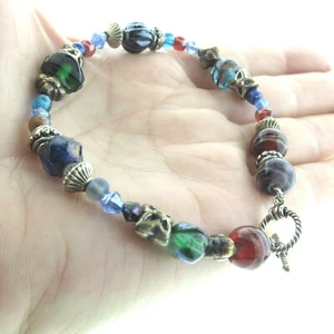Murano Art Glass Bead Toggle Bracelet 10mm 8" - Picture 1 of 4