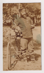 11,8x6,7 Militaire médaillé Vélo bicyclette Vintage albumen print Rochefort 1889
