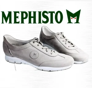 MEPHISTO US 10 UK 7.5 Yael Women's Leather Athletic Running Shoes Grey Silver - Picture 1 of 16
