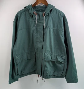 Levi's Women Standard Fit Reese Military Full Zip Hooded Jacket Green XXL NWT - Picture 1 of 17