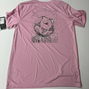 Adidas Art Of Soccer Pink Short Sleeved Performance Tee Youth XL (18/20) NEW - Picture 1 of 8