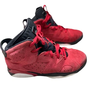 Nike Air Jordan 6 Retro "Toro Bravo" Red/Black Suede High Top Sneakers Kids 3Y - Picture 1 of 8