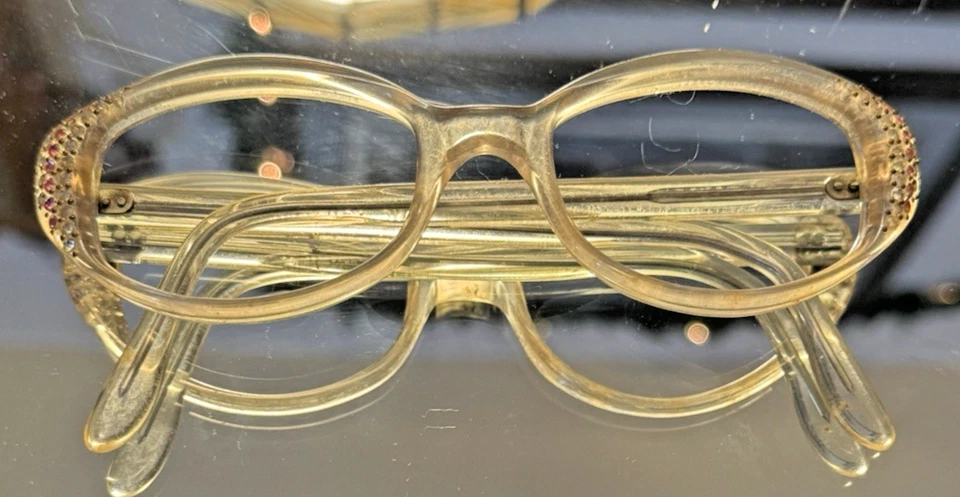 Gafas Swan vintage años 50 Lucite con pedrería rosa y transparente 5 1/2 EE. UU. Foto 1 de 4