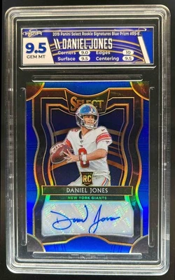 2019 Select Daniel Jones Rookie RC Blue Prizm Auto #75/99 Giants HGA 9.5 - Image 1 of 2