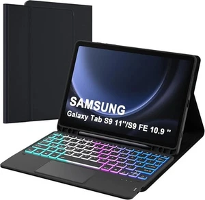 Coque clavier amovible rétroéclairée Samsung Galaxy Tab S10 FE S9 10,9" 7 couleurs - Photo 1/6