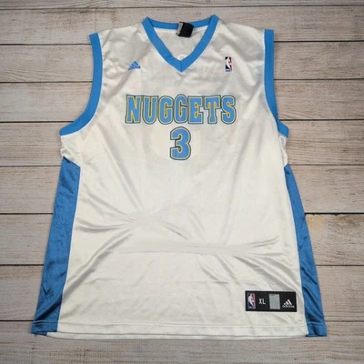 Camiseta sin mangas de baloncesto Iverson Nuggets 3 NBA Adidas para hombre XL blanca azul Foto 1 de 4