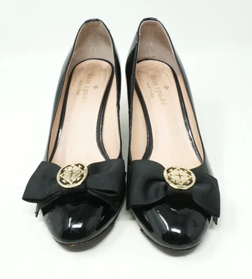 Kate Spade Wescott Negro Charol 3" Cuña con Lazo Dorado Talla 6.5M Foto 1 de 4
