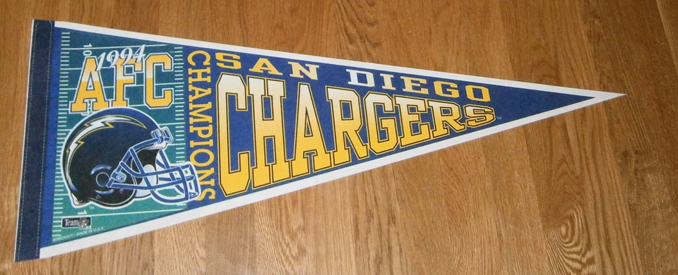 1994 San Diego Chargers AFC Champs SB 29 pennant Super Bowl XXIX Stan Humphries - Image 1 of 1