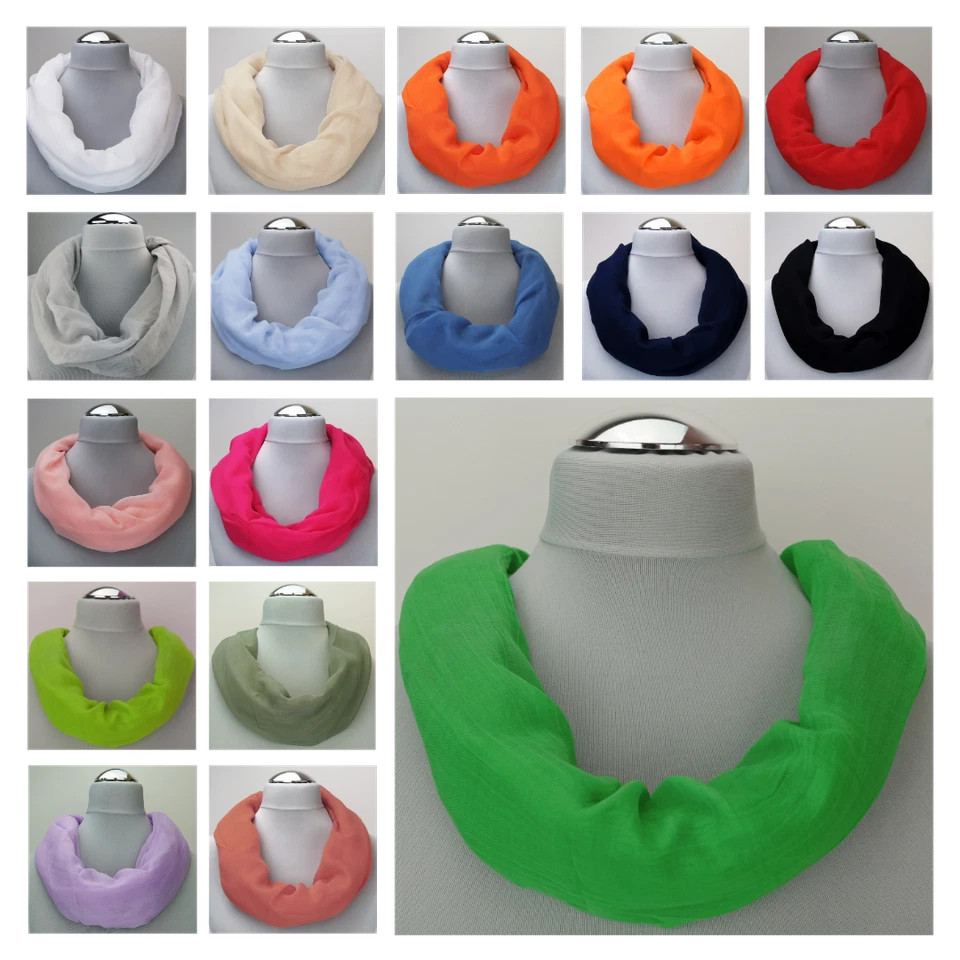 Damen Loop Schal Seide 20% Leicht Weich Rundschal Schlauchschal Tuch Sommer 231