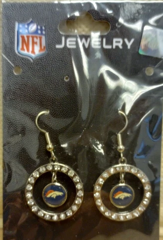 Broncos Logo with Silver Flap Earrings - NFL Licensed Jewelry Cover