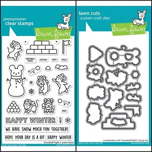 Lawn Fawn "SNOWBALL FIGHT" Clear Stamps Only OR Stamp and Die Bundle 2022 - Picture 1 of 4