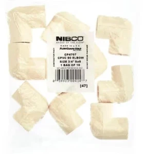 (40) ea T00110J 10 Packs 3/4" CPVC 90 Degree Plumbing Elbows (400 Total) - Picture 1 of 6