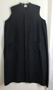 Eskandar Sz 1 Black 48"L Linen Lux Sleeveless Pocketed Shirt Dress Stunning - Picture 1 of 11