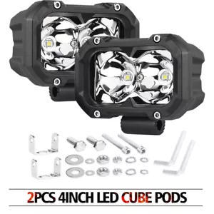 2x 4 pulgadas LED Barra de luces de trabajo Spot Cube Vainas Conducción Faros antiniebla Offroad SUV UTV 3" - Imagen 1 de 12