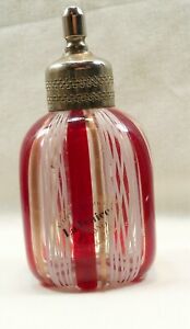 La Fenice Murano Cologne Bottle Red White Clear Glass