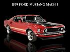 1969 Ford Mustang Mach 1 NEW METAL SIGN: Mint Restoration in Red & Black