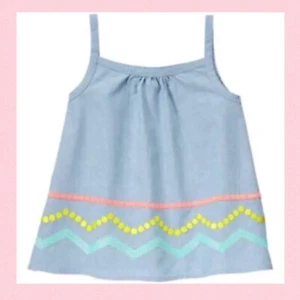 NWT Girls 6 Gymboree “DESERT DREAMS” Cotton Blue Chambray Fly-Away TANK TOP - Picture 1 of 2