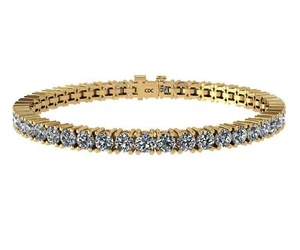 Yellow Gold Plated 925 Sterling Silver 7" Tennis Bracelet With 5.2 CTTW Zirconia - Picture 1 of 6