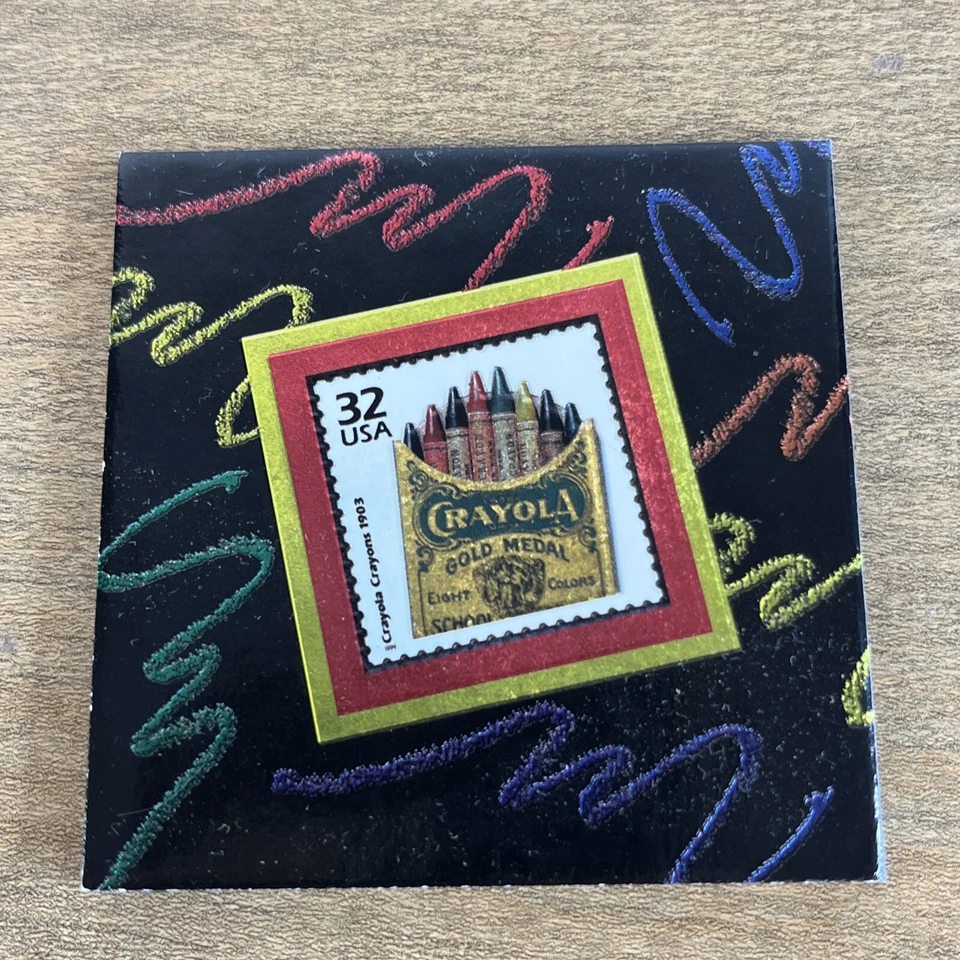 Crayola Crayons 1998 32 centavos sello postal imán de refrigerador nuevo EE. UU. Foto 1 de 4