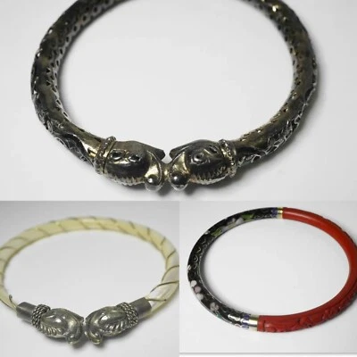 3 PULSERA BRAZALETE CABEZA ELEFANTE MULTICOLOR PLATA CHINA VINTAGE Foto 1 de 4