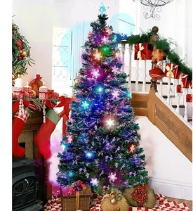 Pre-Lit Fiber Optic Artificial Christmas Tree 4/5/6/7FT & LED Lights Snowflakes - Picture 1 of 23