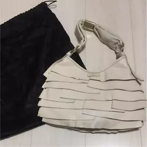 Bolso de hombro Yves Saint Laurent Saint Tropez de cuero blanco con volantes con almacenamiento - Imagen 1 de 3