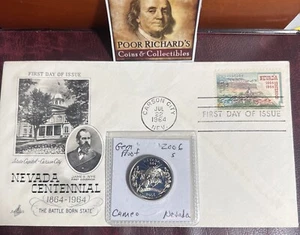 Nevada Coin & Cover Set 2006S Pr State Qtr “Halo” & 1964 Centennial FDC FD119 - Picture 1 of 7