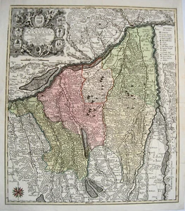 Burgoviae Dillingen Donauwerth Schwaben Donau Bayern Kupferstich Landkarte 1730 - Picture 1 of 4