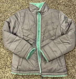 Used SO reversible jacket girls size 10/12 Gray/mint - Picture 1 of 8