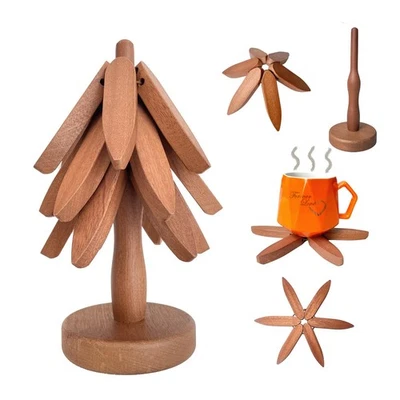 Remaches de madera para platos calientes, juego de árbol de remache de madera, montaña rusa artesanal... Foto 1 de 4