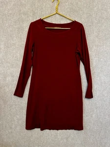 Vestido de punto granate suelto corte para mujer talla mediana capa elástica Lagenlook - Imagen 1 de 8