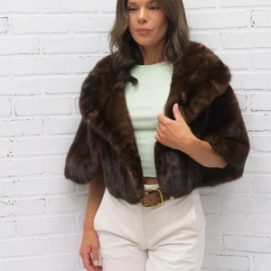LADIES clean pristine DARK MAHOGANY full pelt MINK FUR STOLE SHAWL WRAP - Picture 1 of 5