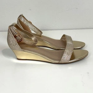 Traumpaar Ingrid Gold Glitzer Keilabsatz Sandalen 10 - Bild 1 von 8