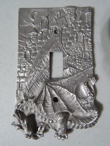 CUSTOM PEWTER DRAGON SINGLE TOGGLE LIGHT SWITCH PLATE COVER - Picture 1 of 6