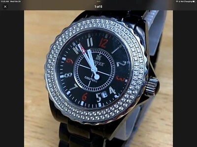 Vertex Couture Men Black Rhinestone Rotating Bezel retail $1800!!!!!offers Now!! - Image 1 of 4