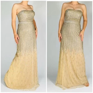 Aidan Mattox Abendkleid Größe 6 hellbraun silber Pailletten - Bild 1 von 15