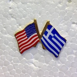 USA and Greece Crossed Friendship Flag Lapel Pin **MADE IN USA** - Picture 1 of 5