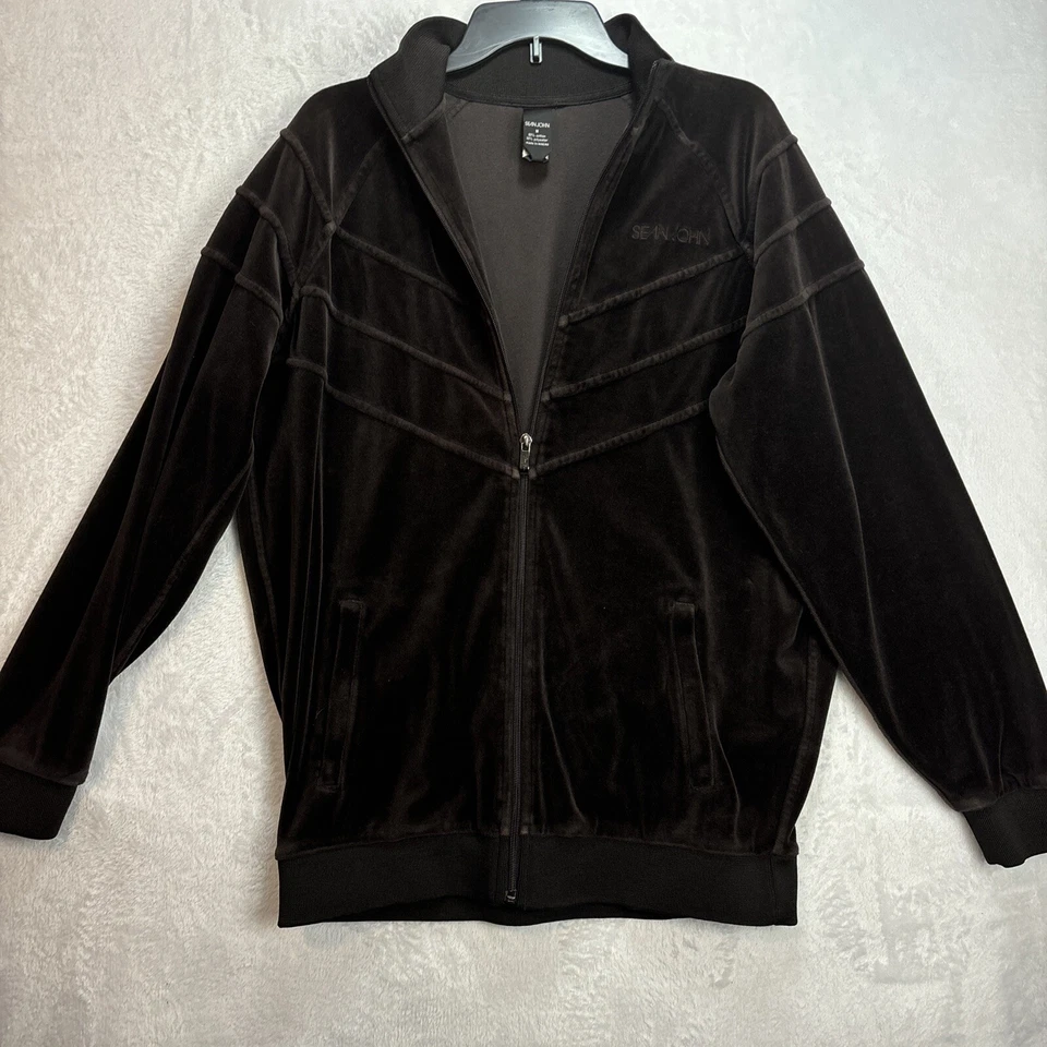 Traje de chándal Sean John con cremallera talla mediana marrón terciopelo difuso Foto 1 de 4