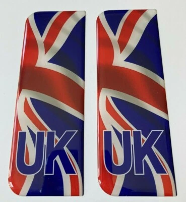JAKEDESIGNS Domed Waving Union Jack UK Vehicle Number Plate Stickers - HIGH GLOSS DOMED GEL