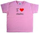 I Love Heart Gibbons Pink Kids T-Shirt
