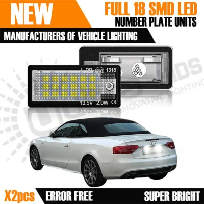 2x AUDI 18 LED License Number Plate Lamps Bulbs White CANBUS ERROR FREE OEM - Image 1 of 4