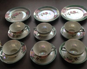 MADE IN JAPAN HANDBEMALTES PORZELLAN 18 TEILE TEESERVICE (X989) FLORALES DESIGN - Bild 1 von 10