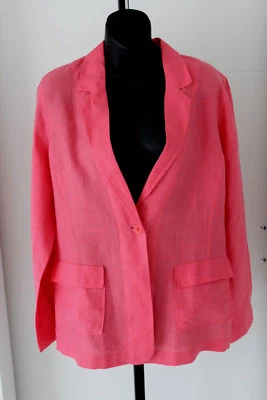 Eileen Fisher NWOT coral 100% irish linen long sleeve one button jacket size M/L - Image 1 of 4