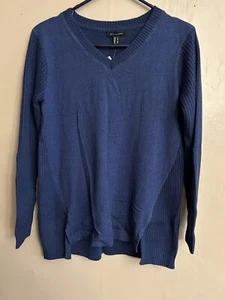 Suéter H by Halston Pequeño Azul Profundo Felpa Francesa y Tejido Mezcla Pullover - Imagen 1 de 7