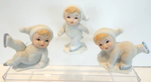SET OF 3 HOMCO ICE SKATING SNOW BABY SNOW BABIES FIGURINES 5424 - Picture 1 of 9