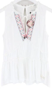 Odd Molly Loves Chimes Top T-Shirt Damen XS Abgestuft Gerüscht V-Ausschnitt Band - Bild 1 von 6