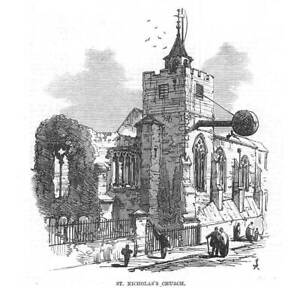 COLCHESTER ST Nicholas's Church - Antique Print 1869