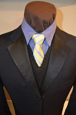 Hugo Boss men's 3btn dark navy blue wool tuxedo jacket blazer sport coat sz 40S - Image 1 of 4