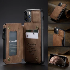 For iPhone 12 Pro Case Leather back Card Slot Slim Shockproof Cover 12 Pro Max - Picture 1 of 16